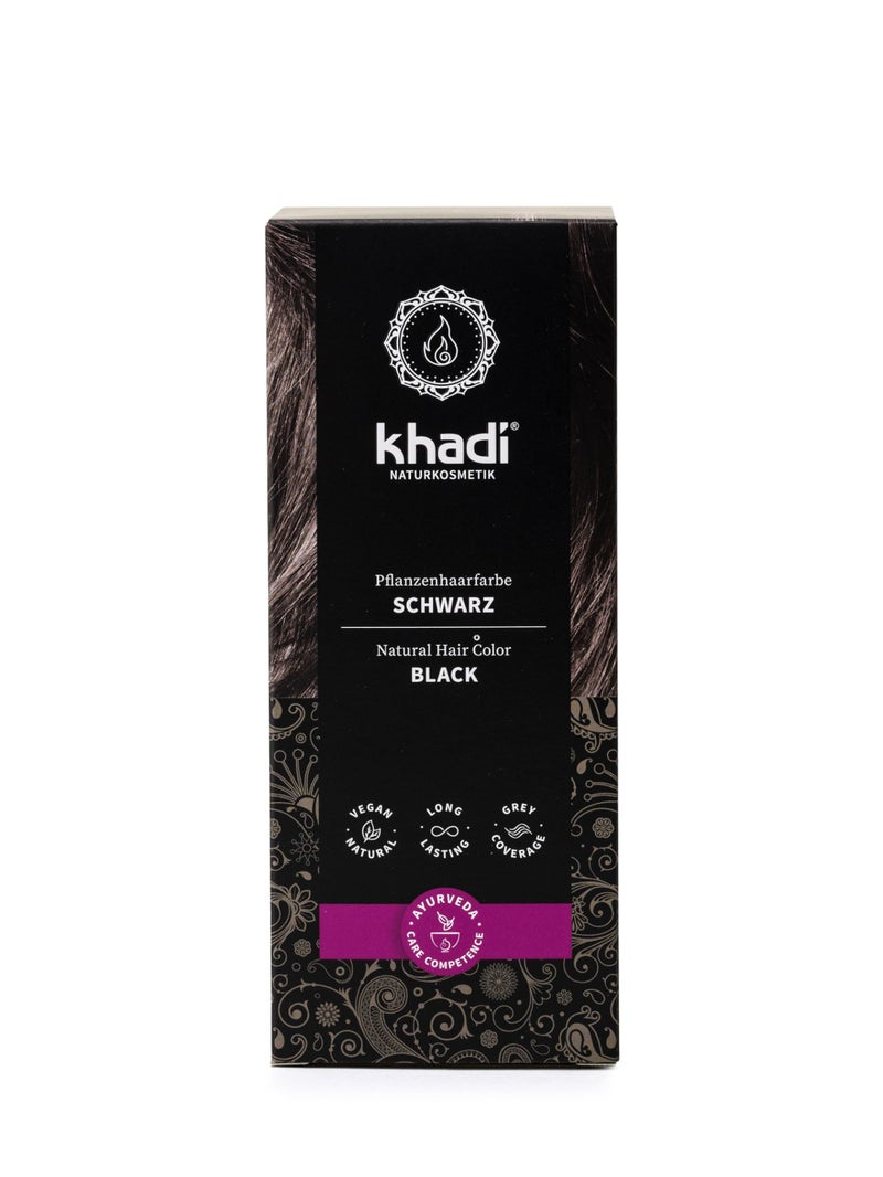 khadi BLACK Natural Hair Color - Colors your hair in a mysterious deep black, without a blue tint - 100% plant-based, natural & vegan - 3.5 oz - Image 1